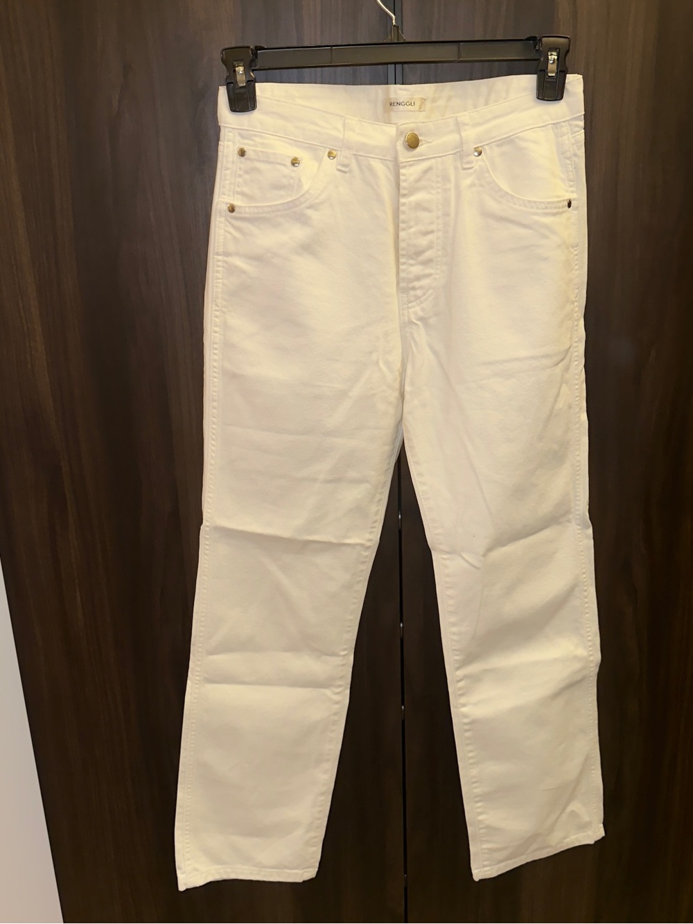 NWOT Renggli Straight Jean Bone Off-White Size 27 100% Cotton Rigid Denim - Picture 2 of 7